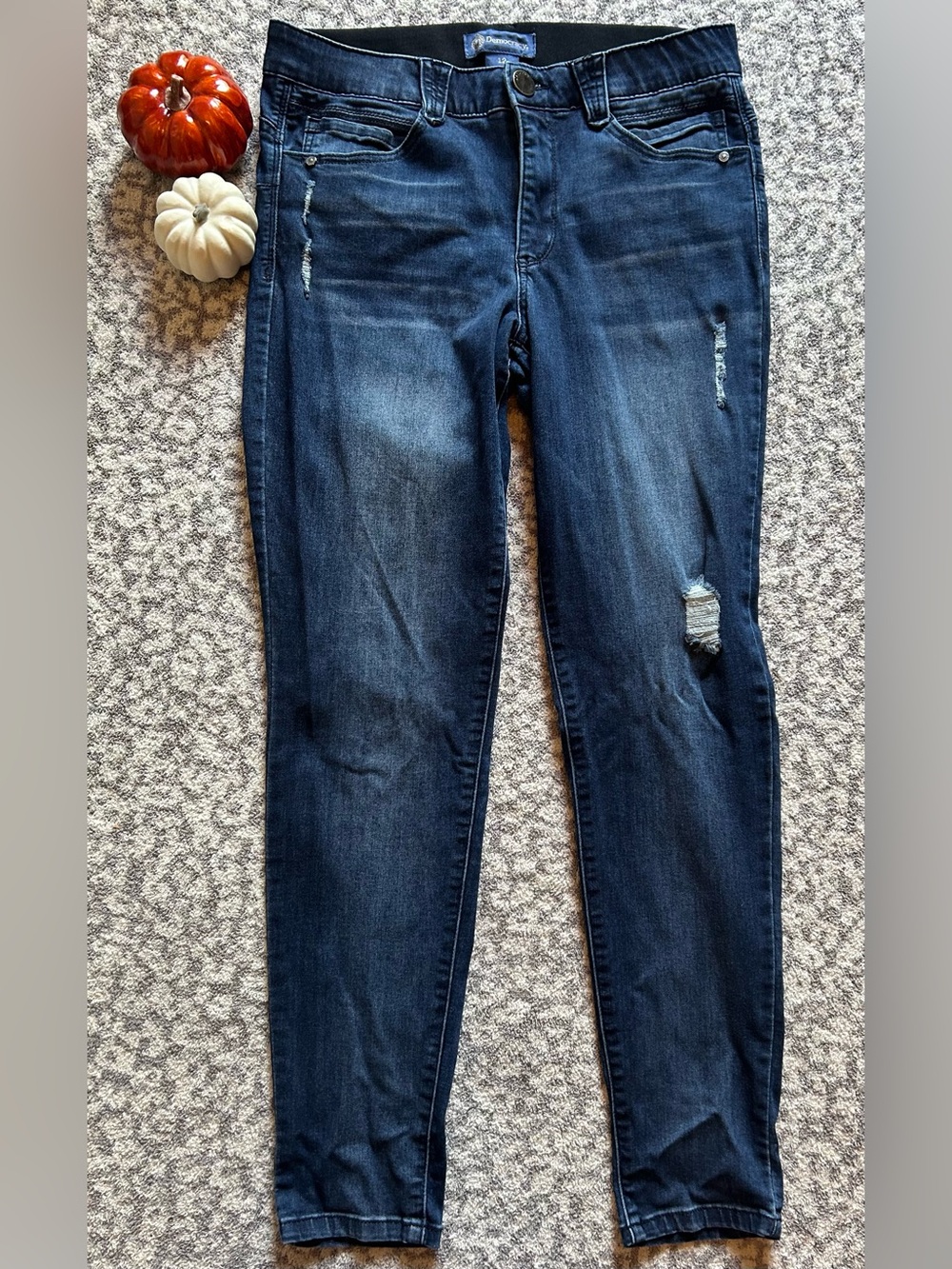 Democracy Ab Solution Dark Wash Light Distressed Skinny Jeans Size 12